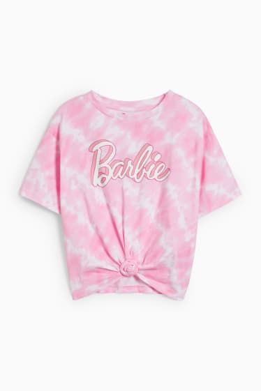 Kinder - Barbie - Kurzarmshirt mit Knotendetail - rosa