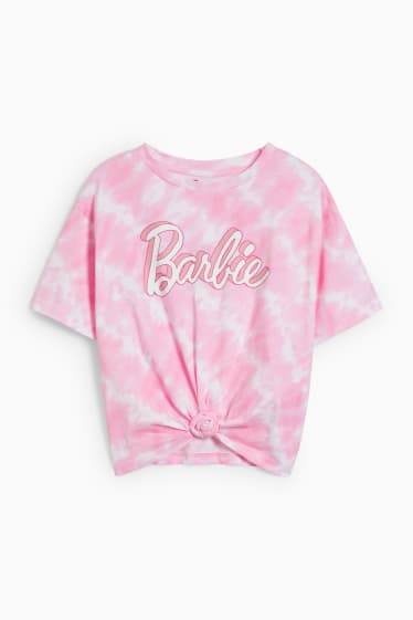 Kinder Mädchen - Barbie - Kurzarmshirt mit Knotendetail - rosa