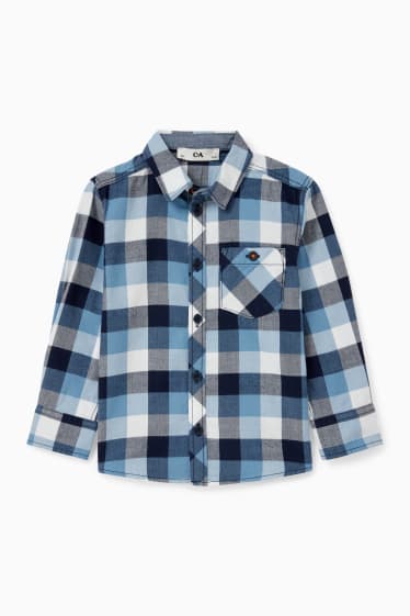 Nen - Camisa - de quadres - blau fosc