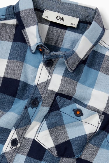 Nen - Camisa - de quadres - blau fosc