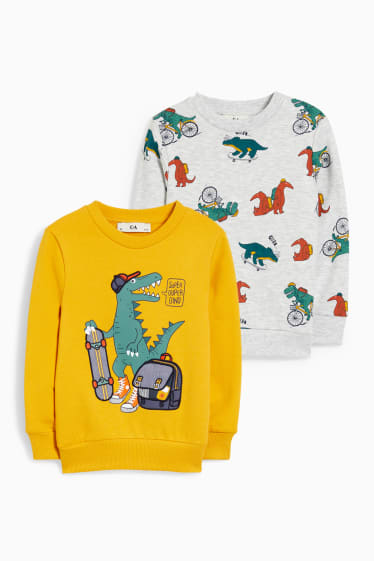 Enfants - Lot de 2 - dinosaures - sweats - jaune