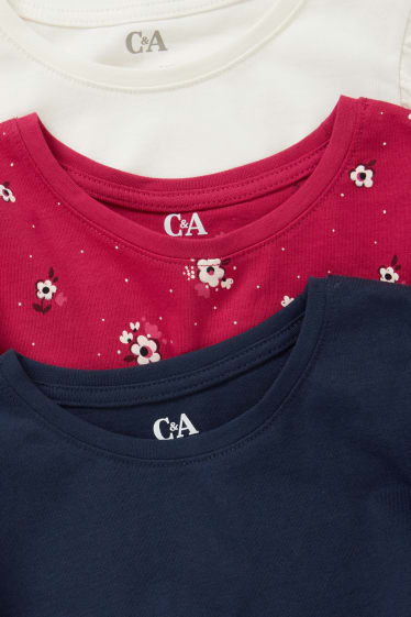 Kinderen: meisjes - Set van 3 - longsleeve - fuchsiarood