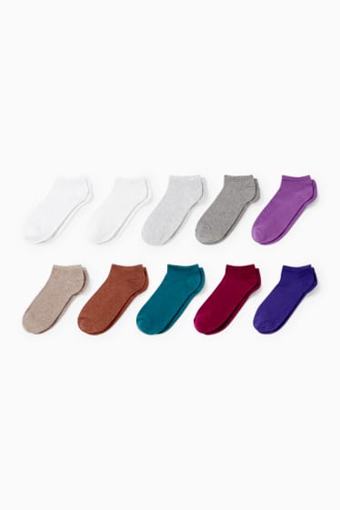 Damen - Multipack 10er - Sneakersocken - lila