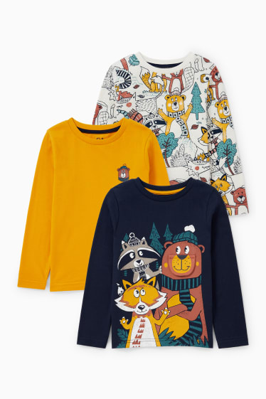 Kinder Jungen - Multipack 3er - Langarmshirt - dunkelblau