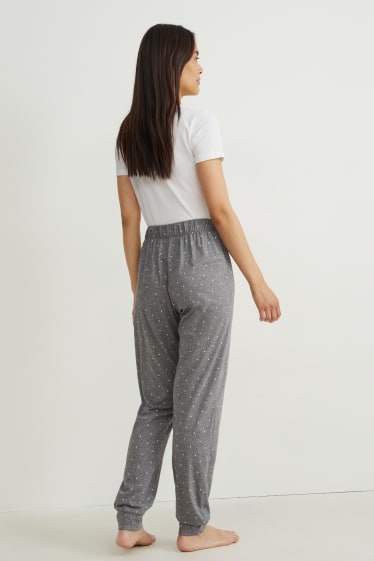 Femmes - Pantalon de pyjama - à pois - gris