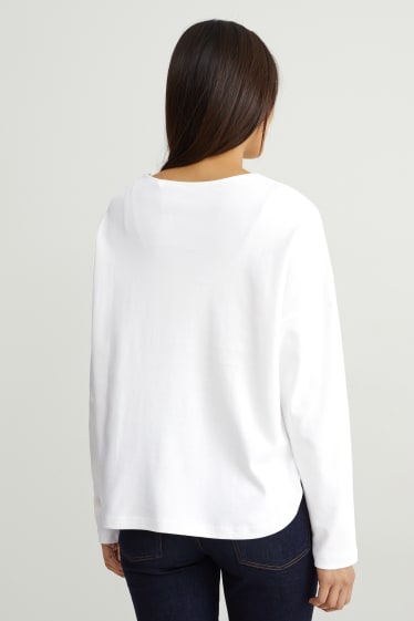 Kobiety - Koszulka z długim rękawem z linii basic - biały