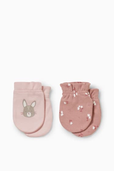 Bébés - Lot de 2 - moufles de naissance antigrattements - rose