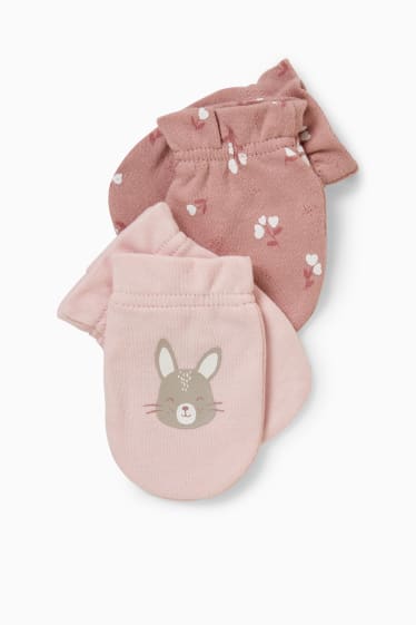 Bébés - Lot de 2 - moufles de naissance antigrattements - rose