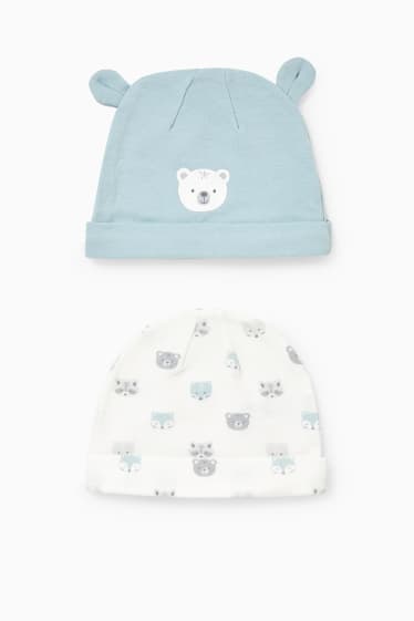 Bébés - Lot de 2 - bonnets pour bébé - bleu clair