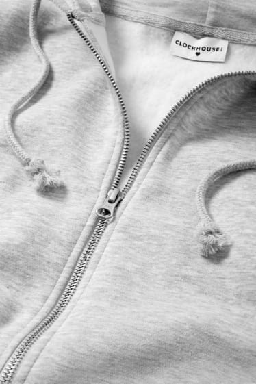 Dames - CLOCKHOUSE - sweatvest met capuchon - licht grijs-mix