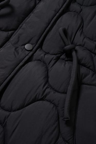 Dámské - Prošívaná vesta s kapucí - černá
