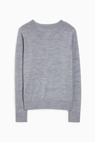 Damen - Basic-Merino-Pullover - grau