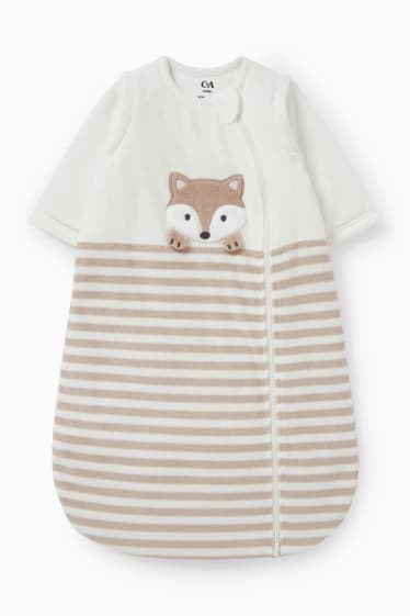 Unisex - Baby-Schlafsack - 6-18 Monate - gestreift - cremeweiss