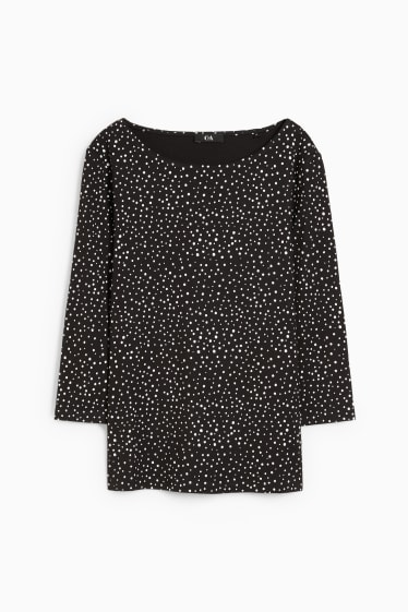 Women - Long sleeve top - polka dot - black