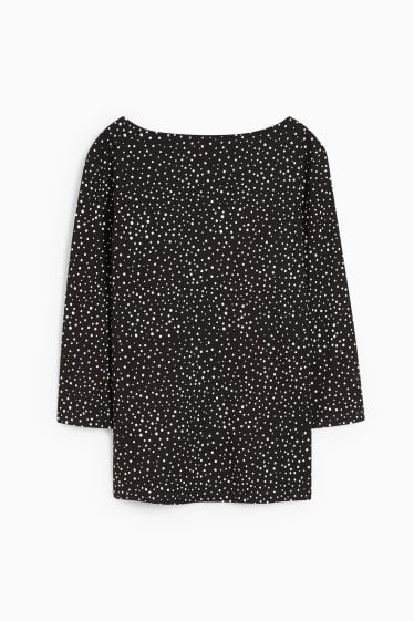 Women - Long sleeve top - polka dot - black