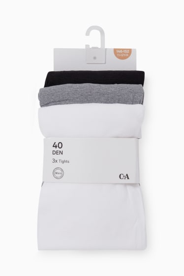 Děti - dívky - Multipack 3 ks - silonky - 40 DEN - černá/bílá