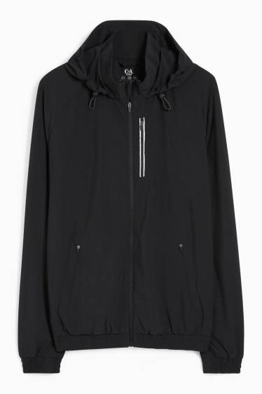 Men - Technical jacket with hood - flex - 4-way stretch - black