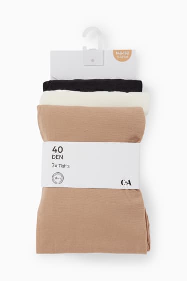 Kinder Mädchen - Multipack 3er - Feinstrumpfhose - 40 DEN - schwarz / beige