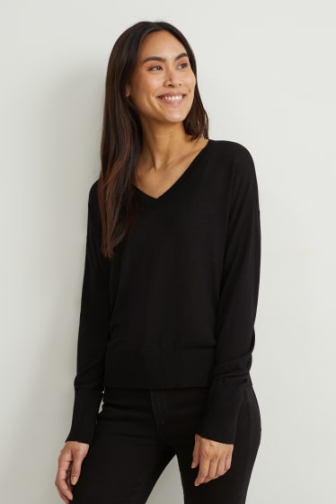 Donna - Maglione lavorato a maglia fine - nero