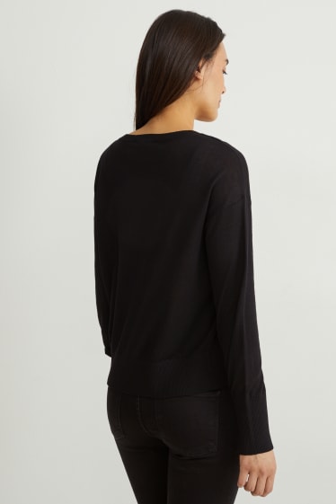 Donna - Maglione lavorato a maglia fine - nero