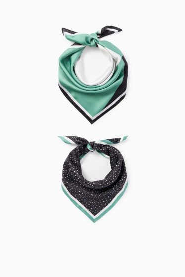 Femmes - Lot de 2 - foulard - à motif - noir / blanc