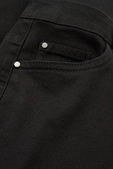 Dámské - Plátěné kalhoty - high waist - slim fit - LYCRA® - černá