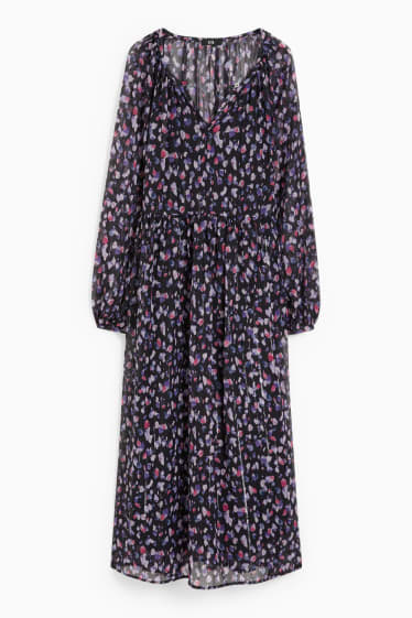 Women - Chiffon dress - patterned - dark blue