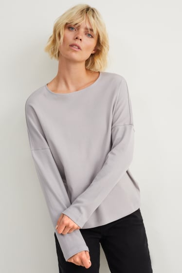 Mujer - Camiseta básica de manga larga - gris