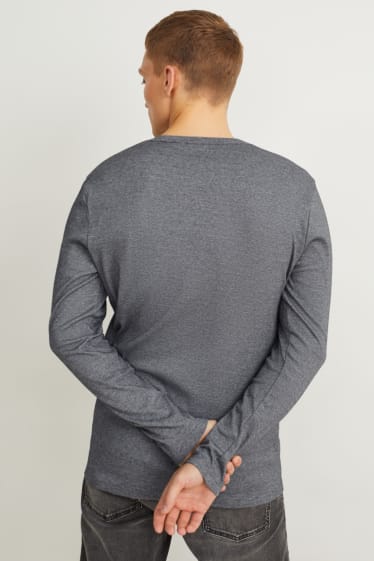 Men - Long sleeve top - skinny rib - gray-melange