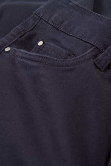 Femmes - Pantalon en toile - mid waist - slim fit - LYCRA® - bleu foncé