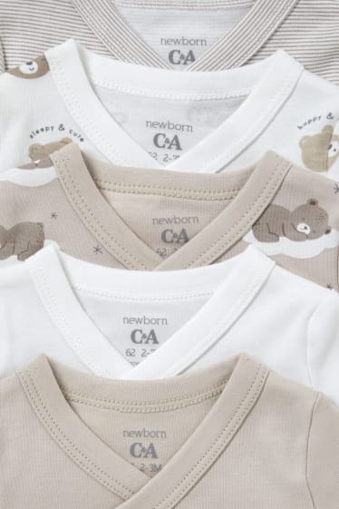Babies - Multipack of 5 - baby wrapover bodysuit - beige