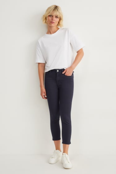 Dames - Pantalon - high waist - slim fit - LYCRA® - donkerblauw