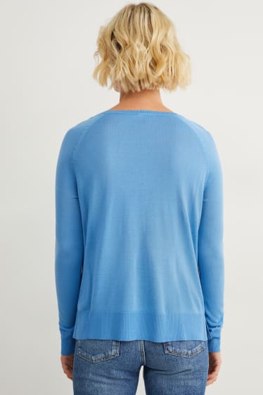 Femei - Pulover basic - albastru deschis