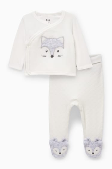 Baby: jongens - Newbornoutfit - 2-delig - zuiver wit