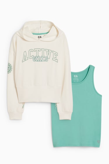 Kinder Mädchen - Set - Funktions-Hoodie und -Top - 2 teilig - cremeweiss