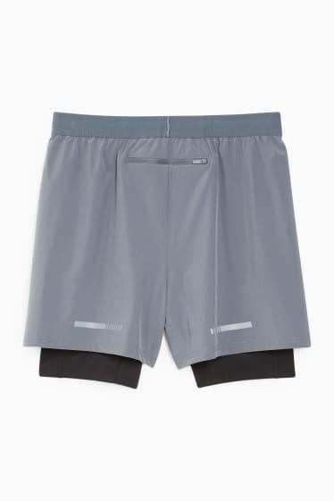 Uomo - Shorts tecnici - 4 Way Stretch - effetto sovrapposto - grigio