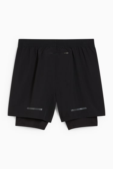 Herren - Funktions-Shorts - 4 Way Stretch - 2-in-1-Look - schwarz