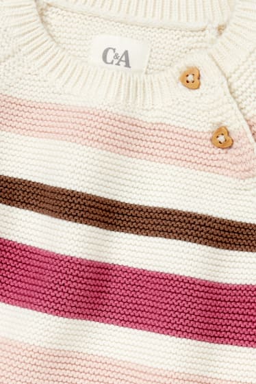 Niemowlęta - Sweter niemowlęcy - w paski - kremowobiały