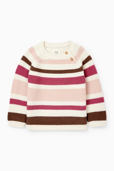 Baby Mädchen - Baby-Pullover - gestreift - cremeweiß