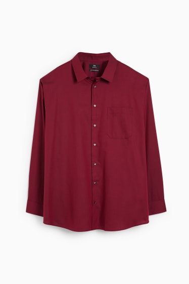 Home - Camisa - regular fit - coll kent - fàcil de planxar - bordeus