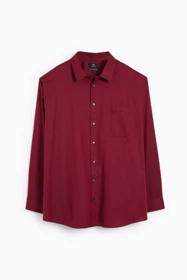 Hommes - Chemise - regular fit - col kent - facile à repasser - bordeaux