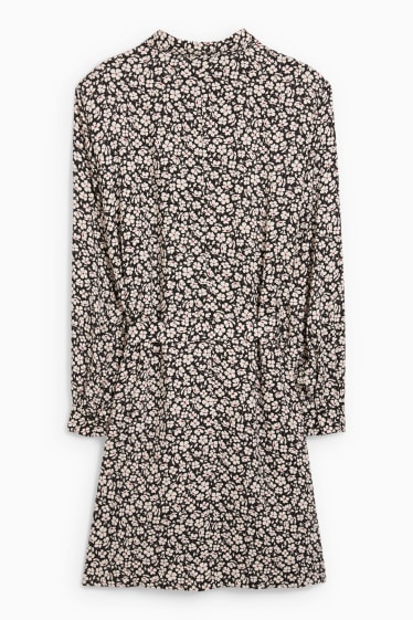 Femmes - Robe-chemisier en viscose - à fleurs - noir