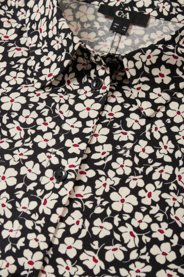 Femmes - Robe-chemisier en viscose - à fleurs - noir