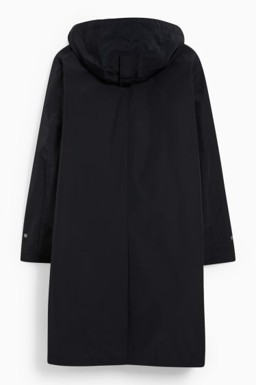 Damen - Trenchcoat mit Kapuze - schwarz