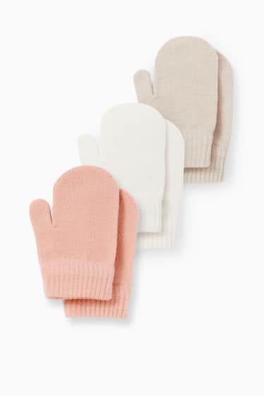 Neonate - Confezione da 3 - muffole per neonati - rosa