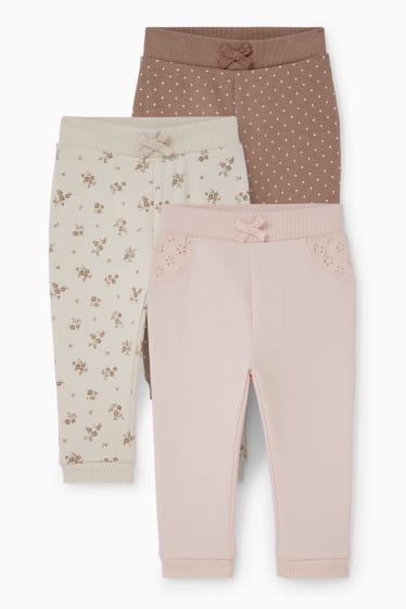 Bebeluși - fete - Multipack 3 perechi - pantaloni de trening bebeluși - roz deschis