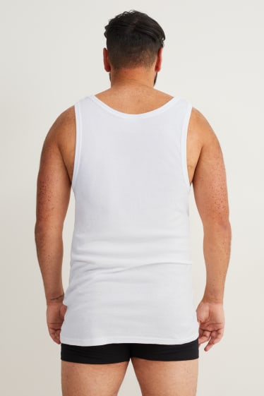 Hombre - Pack de 3 - camisetas interiores - canalé fino - blanco