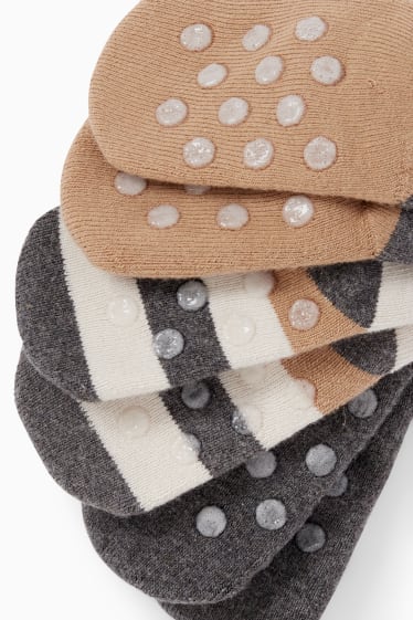 Neonati - Confezione da 3 -- orsetti - calze antiscivolo per neonati - beige