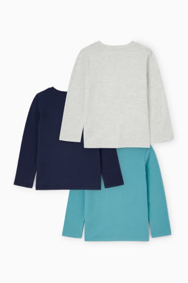 Kinderen: jongens - Set van 3 - longsleeve - turquoise