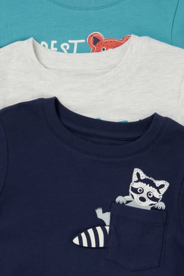 Kinderen: jongens - Set van 3 - longsleeve - turquoise